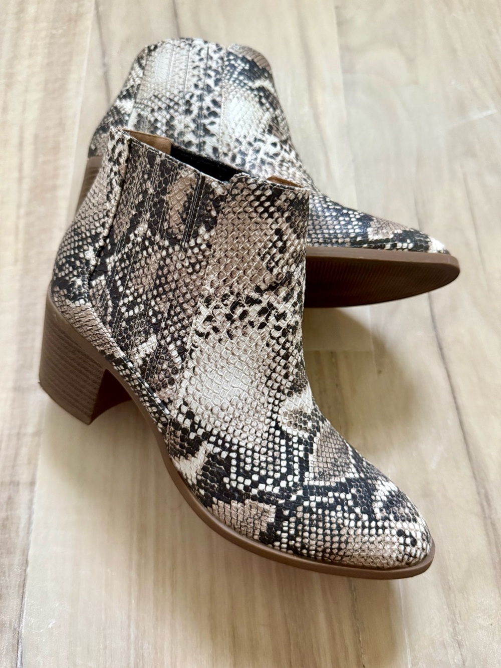 Maurices Snake-Print Ankle Booties in Black and Cream